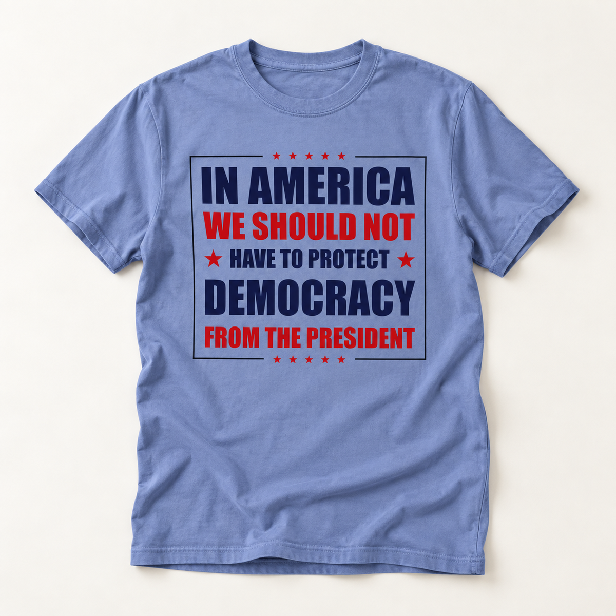 Political Statement T-Shirt — "In America We Should Not Have to Protect Democracy From the President"