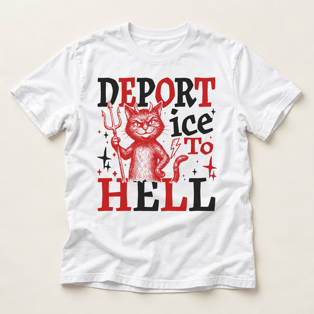 T‑Shirt — 'Deport Ice To Hell' Devil Cat Graphic Tee