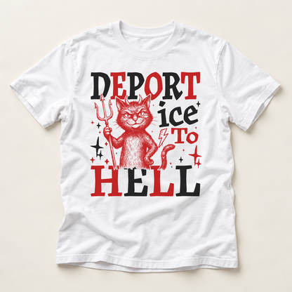 T‑Shirt — 'Deport Ice To Hell' Devil Cat Graphic Tee