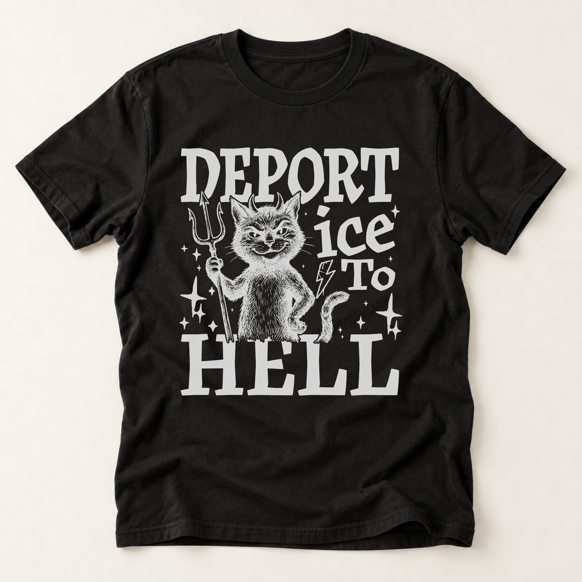 T‑Shirt — 'Deport Ice To Hell' Devil Cat Graphic Tee