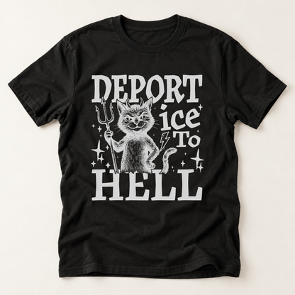 T‑Shirt — 'Deport Ice To Hell' Devil Cat Graphic Tee
