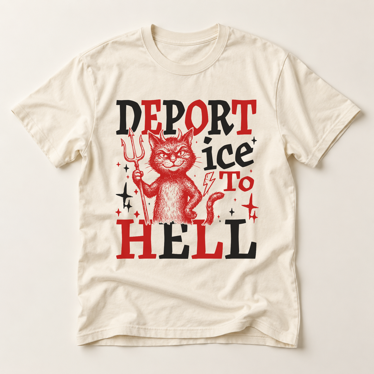 T‑Shirt — 'Deport Ice To Hell' Devil Cat Graphic Tee