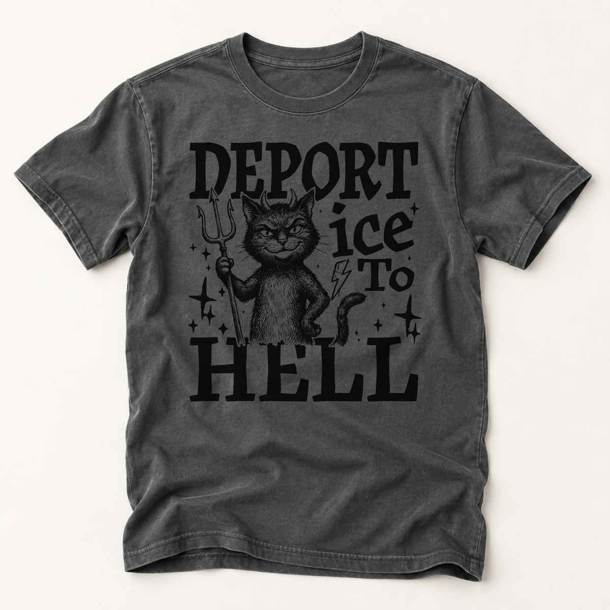T‑Shirt — 'Deport Ice To Hell' Devil Cat Graphic Tee