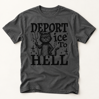 T‑Shirt — 'Deport Ice To Hell' Devil Cat Graphic Tee