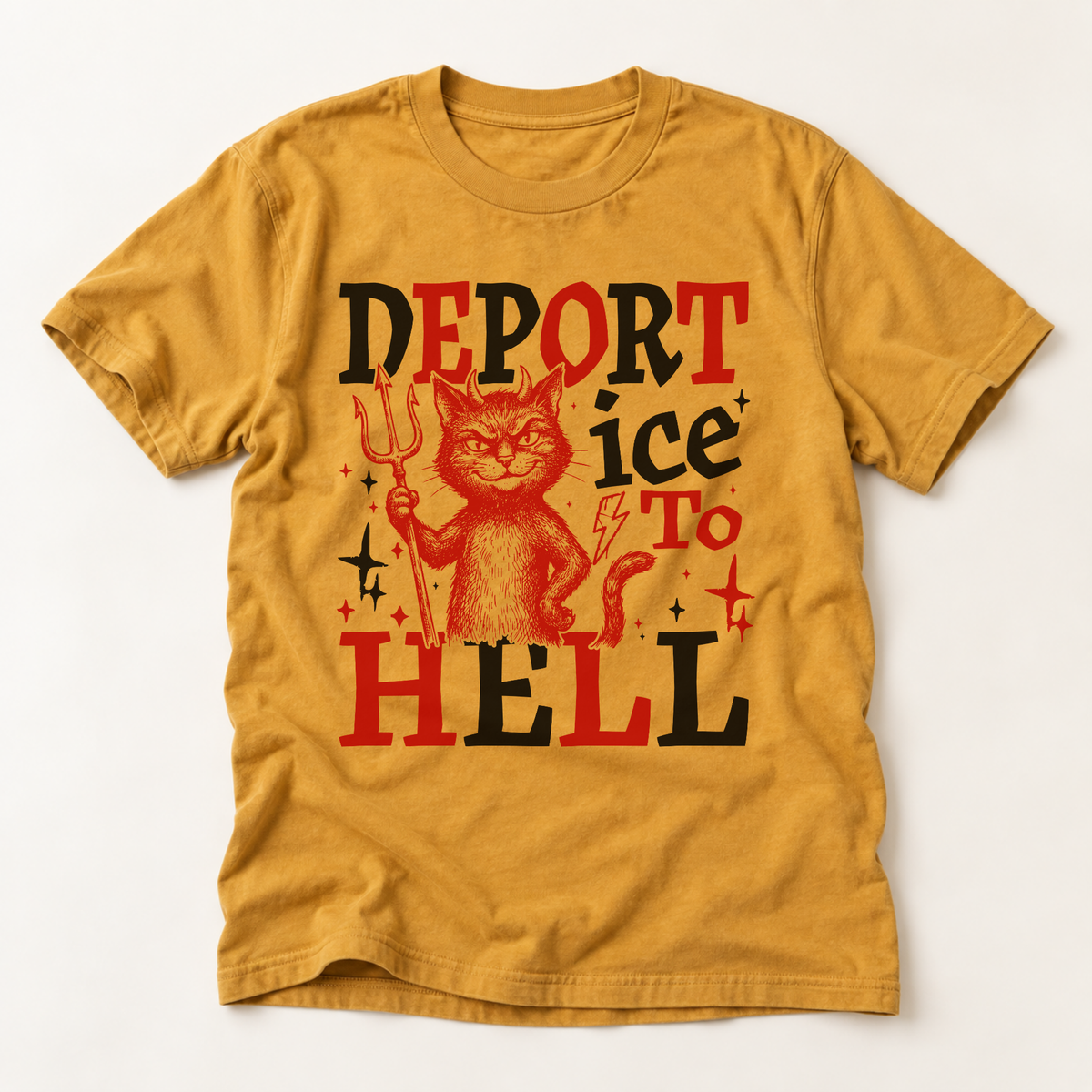 T‑Shirt — 'Deport Ice To Hell' Devil Cat Graphic Tee