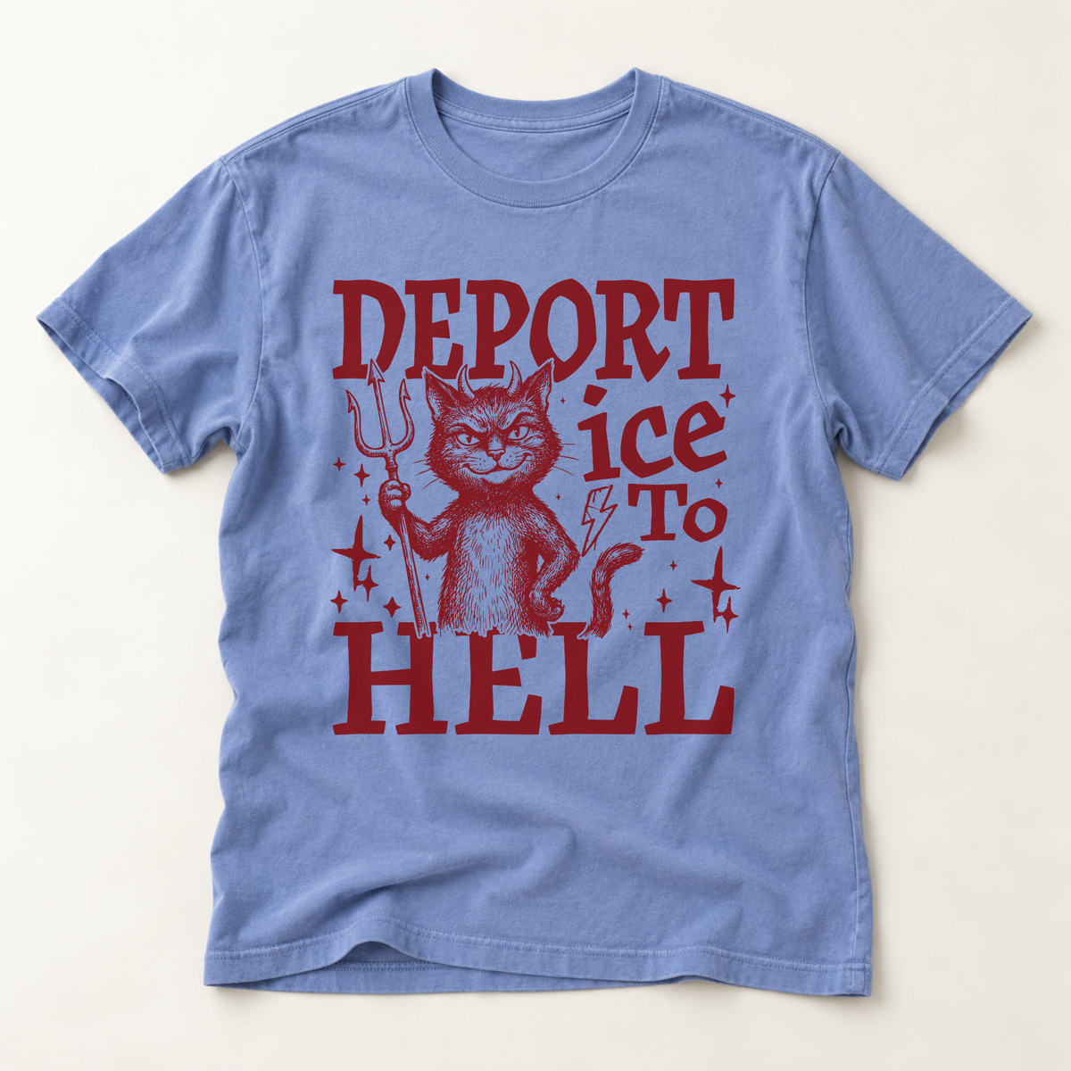 T‑Shirt — 'Deport Ice To Hell' Devil Cat Graphic Tee