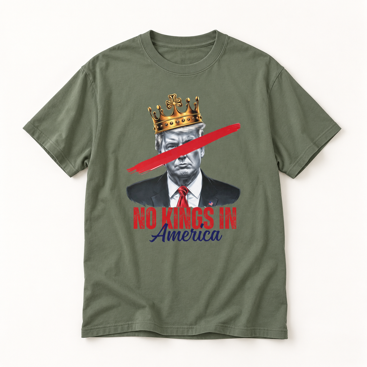 No Kings in America T-Shirt — Anti-Monarchy Patriotic Graphic Tee