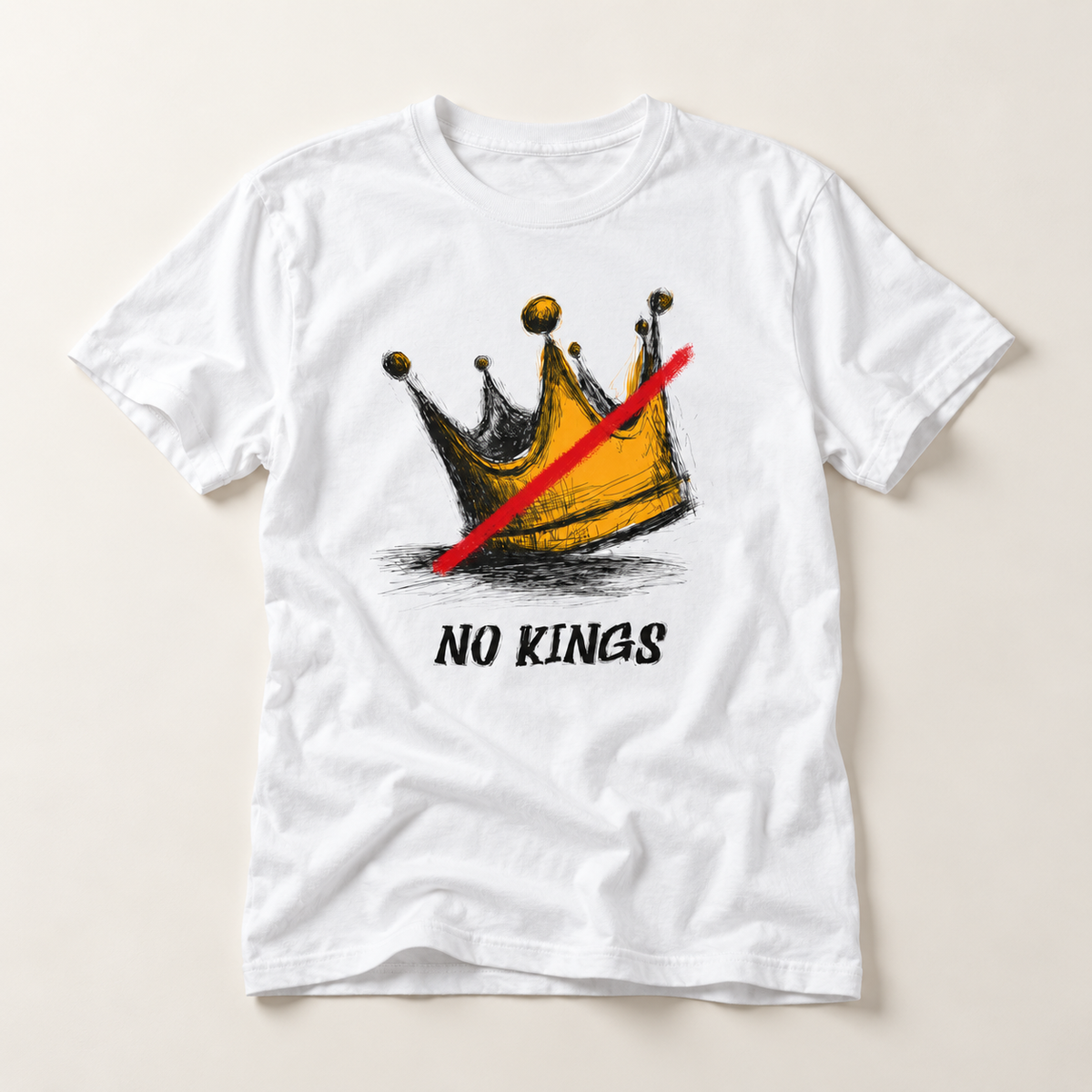 T-Shirt — "No Kings" Gold Crown Graphic Tee