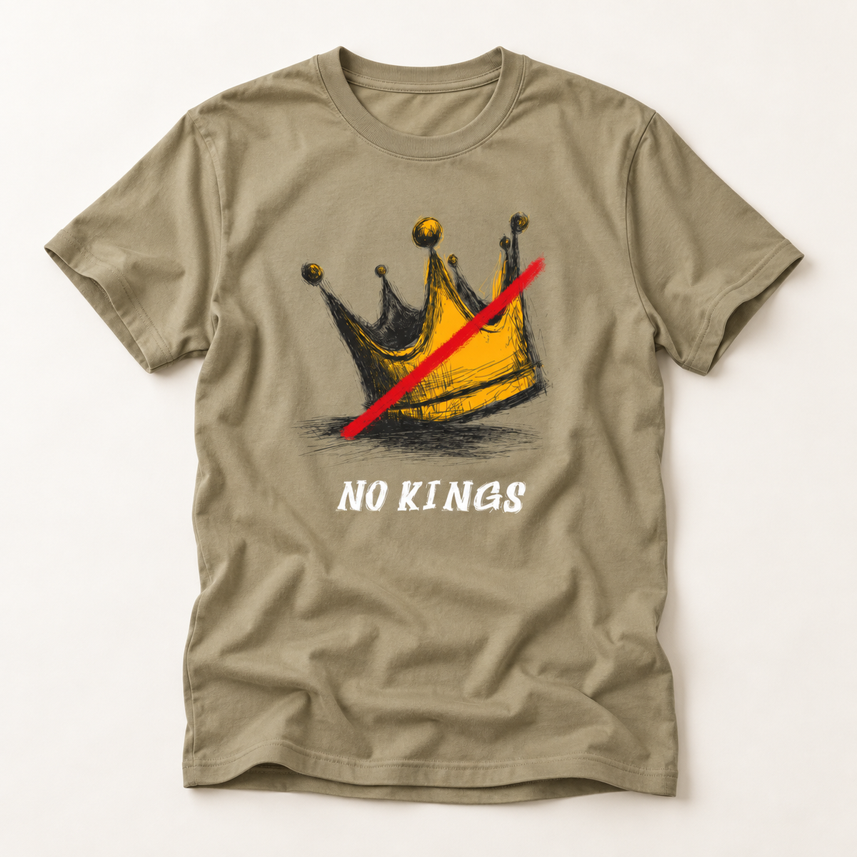 T-Shirt — "No Kings" Gold Crown Graphic Tee
