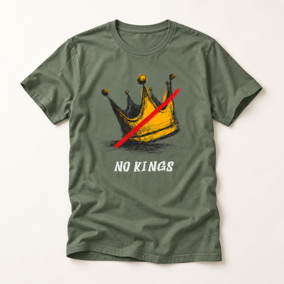T-Shirt — "No Kings" Gold Crown Graphic Tee