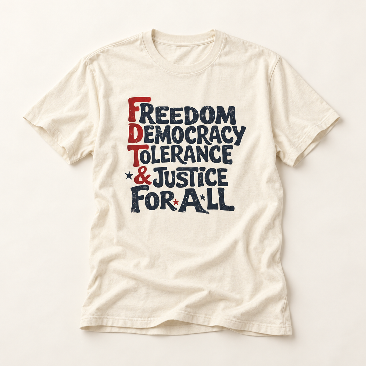 Freedom, Democracy, Tolerance & Justice For All Subtle FDT T-Shirt