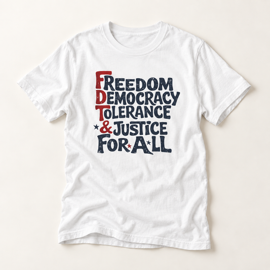 Freedom, Democracy, Tolerance & Justice For All Subtle FDT T-Shirt