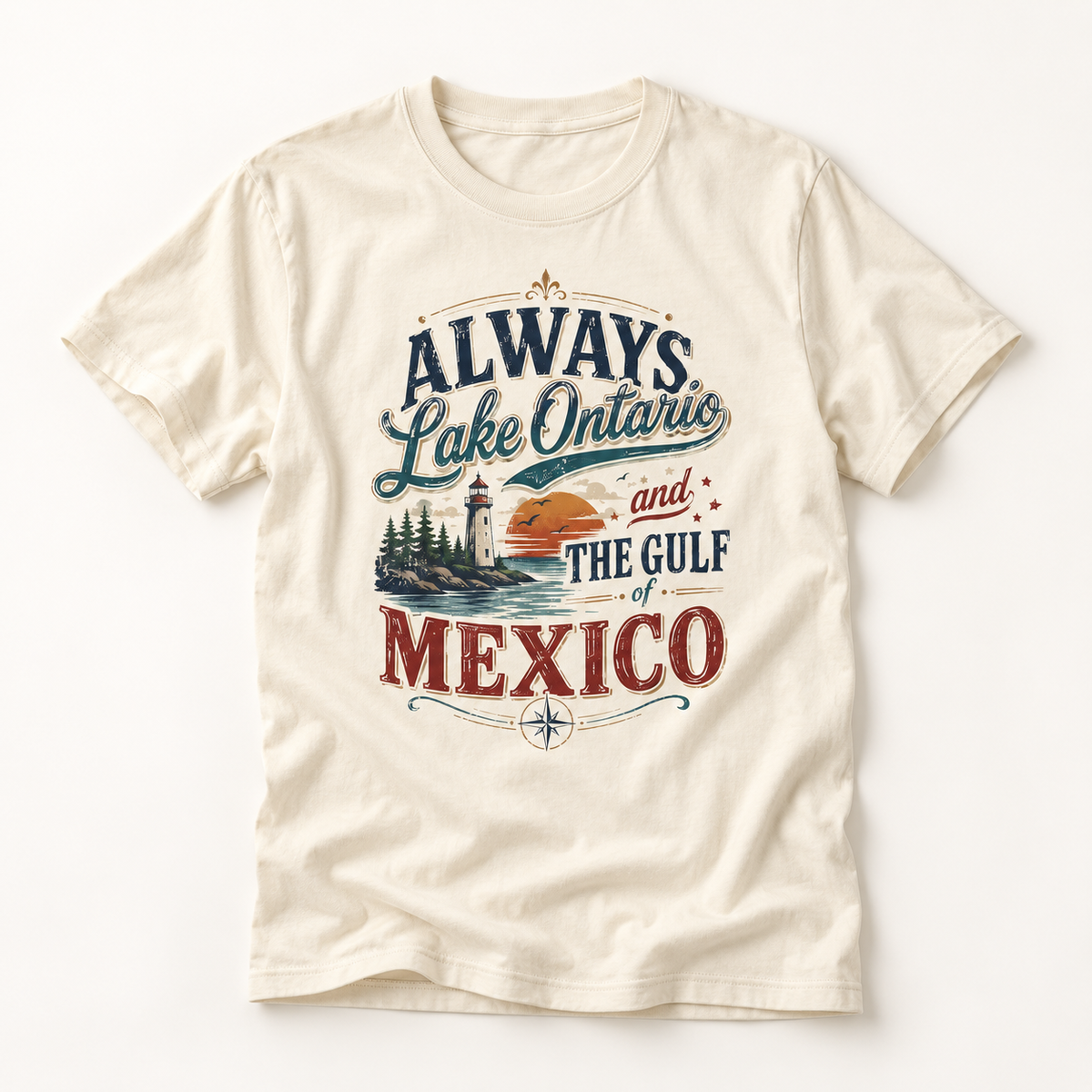 “Always Lake Ontario and the Gulf of Mexico” Vintage Graphic T‑Shirt