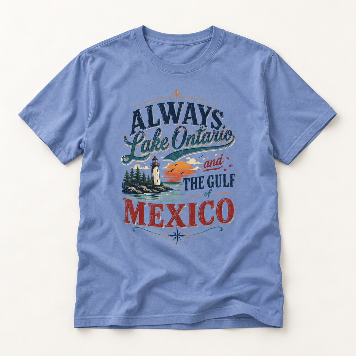 “Always Lake Ontario and the Gulf of Mexico” Vintage Graphic T‑Shirt