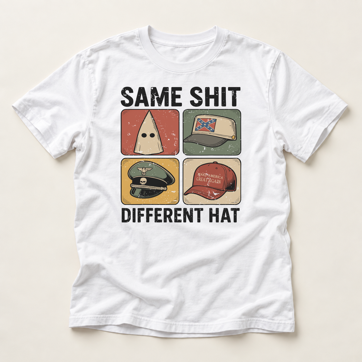 Graphic T-Shirt — "Same Shit Different Hat" Political Satire Tee