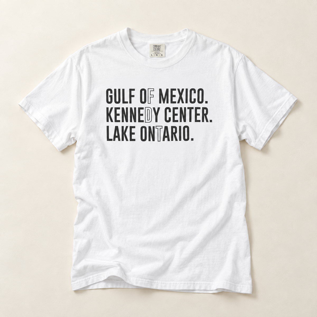 Gulf of Mexico. Kennedy Center. Lake Ontario. Minimalist Typography Tee
