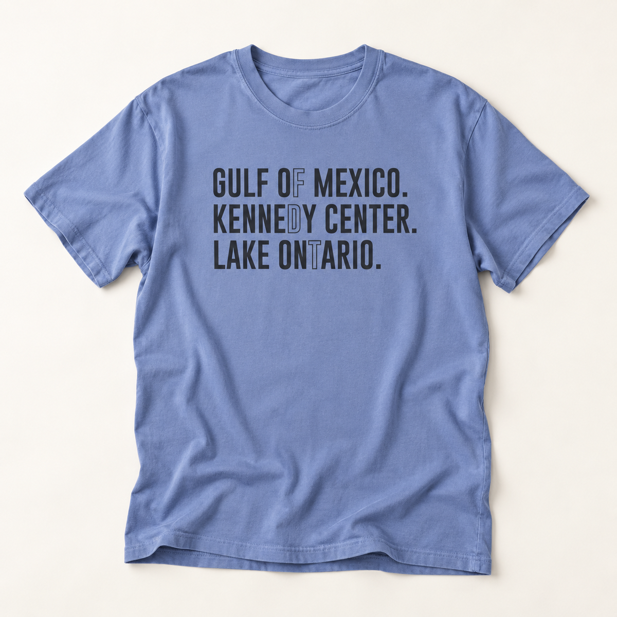 Gulf of Mexico. Kennedy Center. Lake Ontario. Minimalist Typography Tee