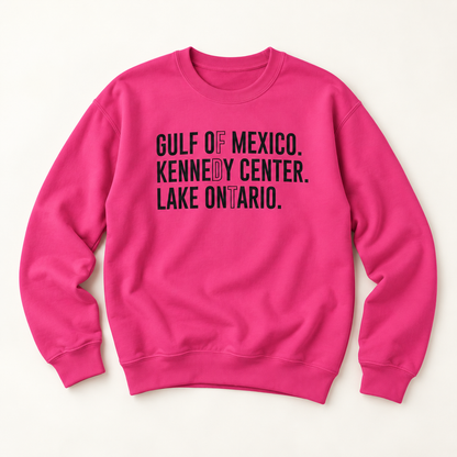 Gulf of Mexico. Kennedy Center. Lake Ontario. Crewneck Sweatshirt