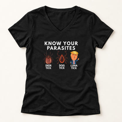 Know Your Parasites Deer Tick Dog Tick Luna Tick V-Neck T-Shirt