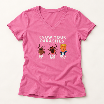 Know Your Parasites Deer Tick Dog Tick Luna Tick V-Neck T-Shirt