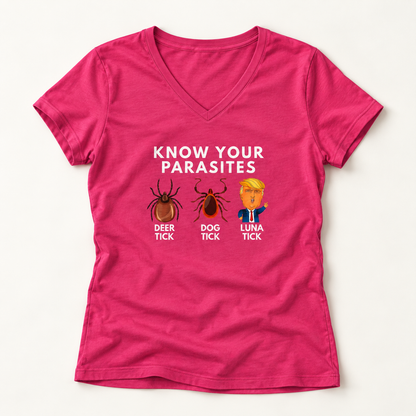 Know Your Parasites Deer Tick Dog Tick Luna Tick V-Neck T-Shirt