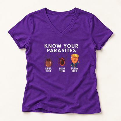 Know Your Parasites Deer Tick Dog Tick Luna Tick V-Neck T-Shirt