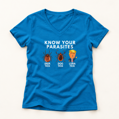 Know Your Parasites Deer Tick Dog Tick Luna Tick V-Neck T-Shirt