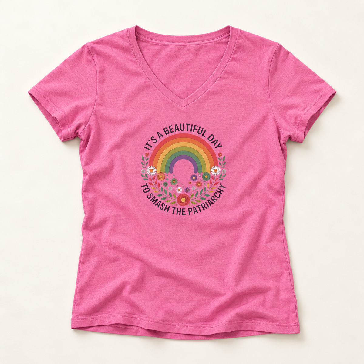 It's a Beautiful Day to Smash the Patriarchy V-Neck T-Shirt