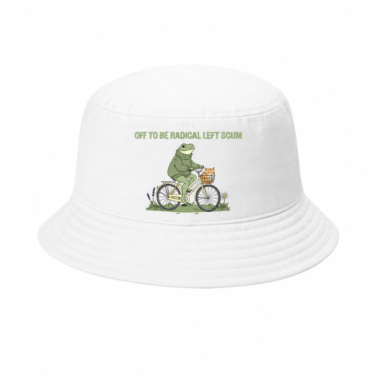Frog Biking 'Off To Be Radical Left Scum' Bucket Hat