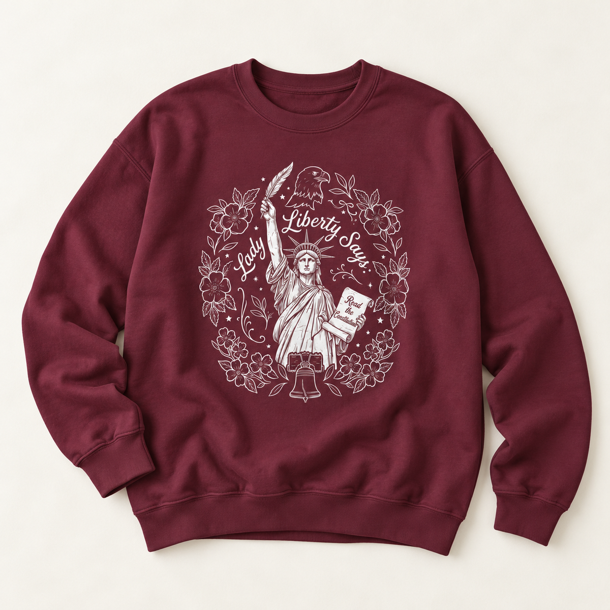Sweatshirt — Lady Liberty Says Read the Constitution Crewneck Sweatshirt