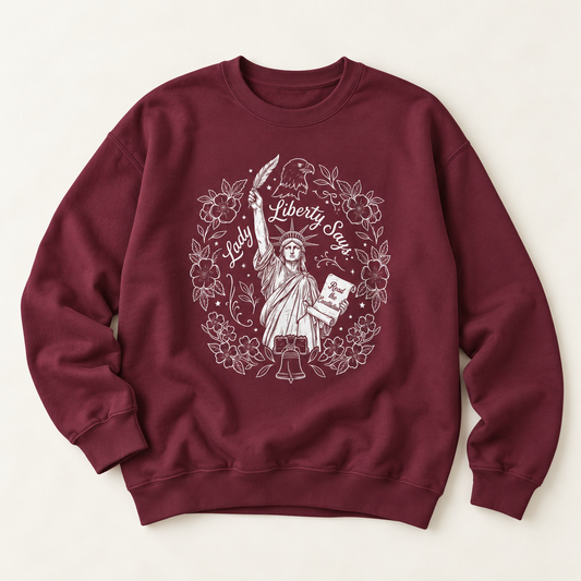 Lady Liberty Says Read the Constitution Crewneck Sweatshirt