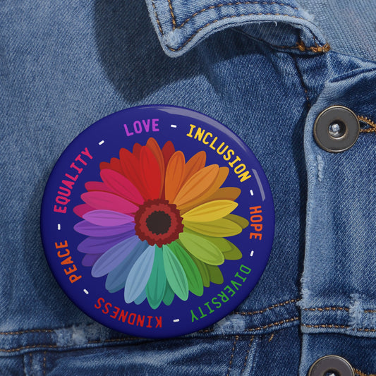 Rainbow Daisy Love Inclusion Hope Equality Pinback Button