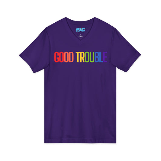 Rainbow Good Trouble V-Neck T-Shirt