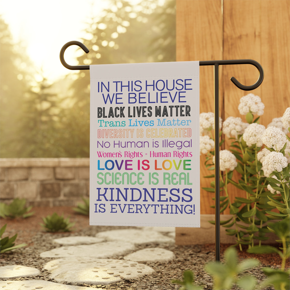 In This House We Believe Garden Banner