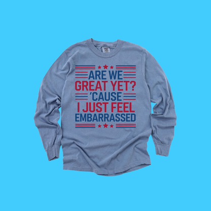Patriotic Sarcastic Long Sleeve T-Shirt – Vintage Wash Soft Cotton Tee | Funny Political Protest Graphic Shirt