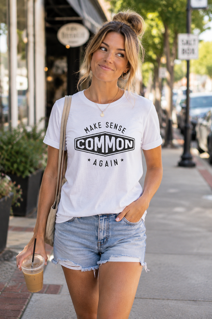 Make Sense Common Again Funny Retro Graphic Top