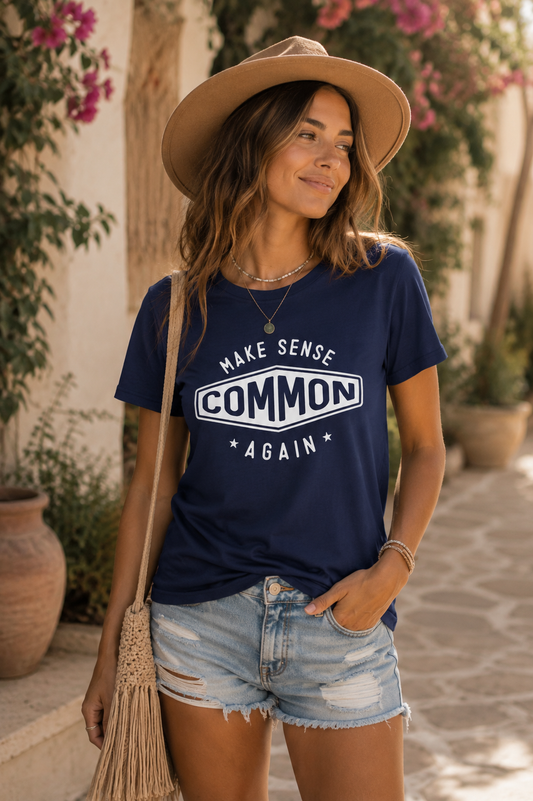 Make Sense Common Again Funny Retro Graphic Top