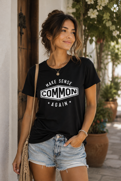 Make Sense Common Again Funny Retro Graphic Top