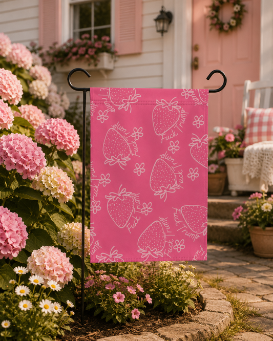 Garden Flag - Pink Strawberry Double Sided Outdoor Yard Banner for Spring Decor