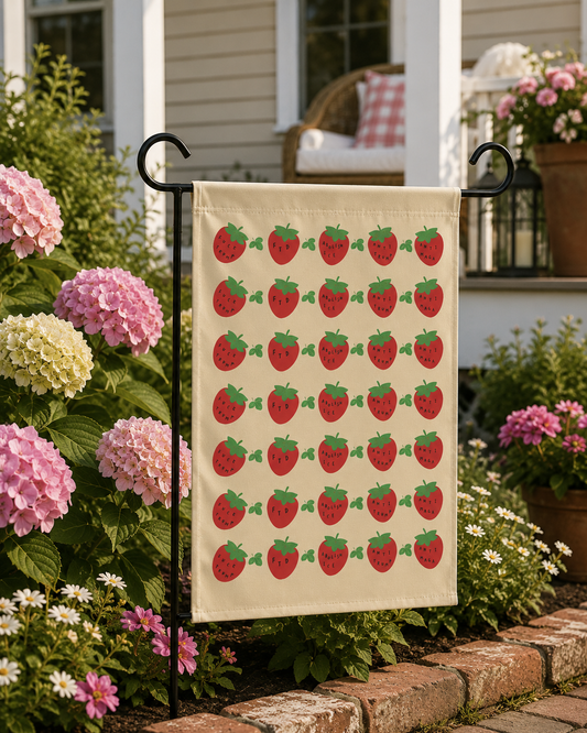 Garden Flag - Strawberry Cottagecore Outdoor Yard Banner With Poly Poplin Fabric