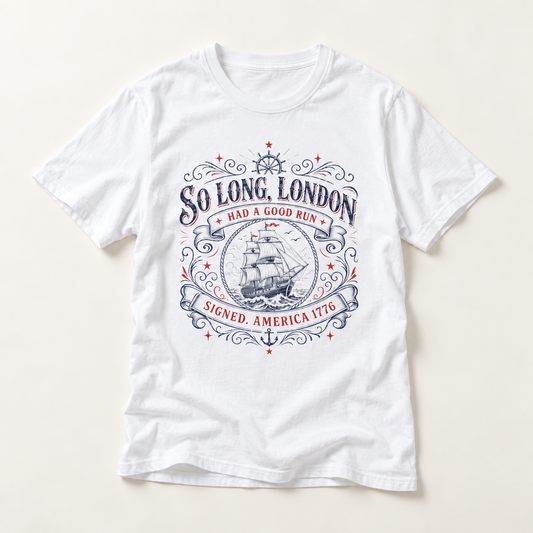 So Long, London Vintage Ship T-Shirt — Patriotic Graphic Tee