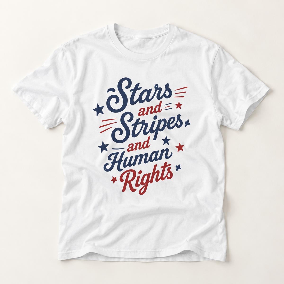 Stars and Stripes and Human Rights T-Shirt — Patriotic Graphic Tee