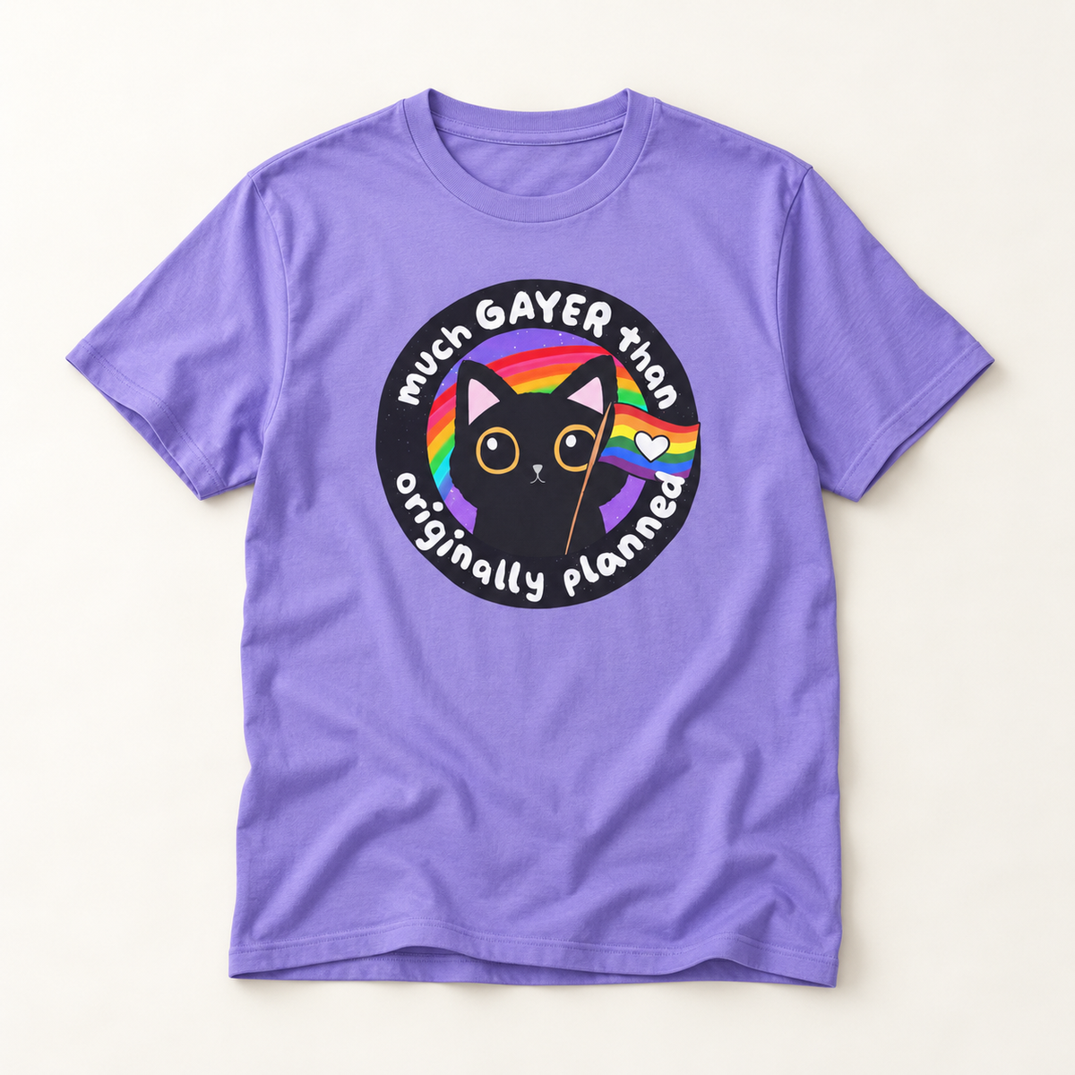 Much Gayer Than Originally Planned T-Shirt – Lightweight Cotton Tee | Funny LGBTQ Pride Shirt