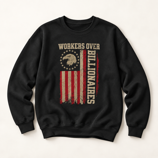 Workers Over Billionaires Vintage Flag Crewneck Sweatshirt