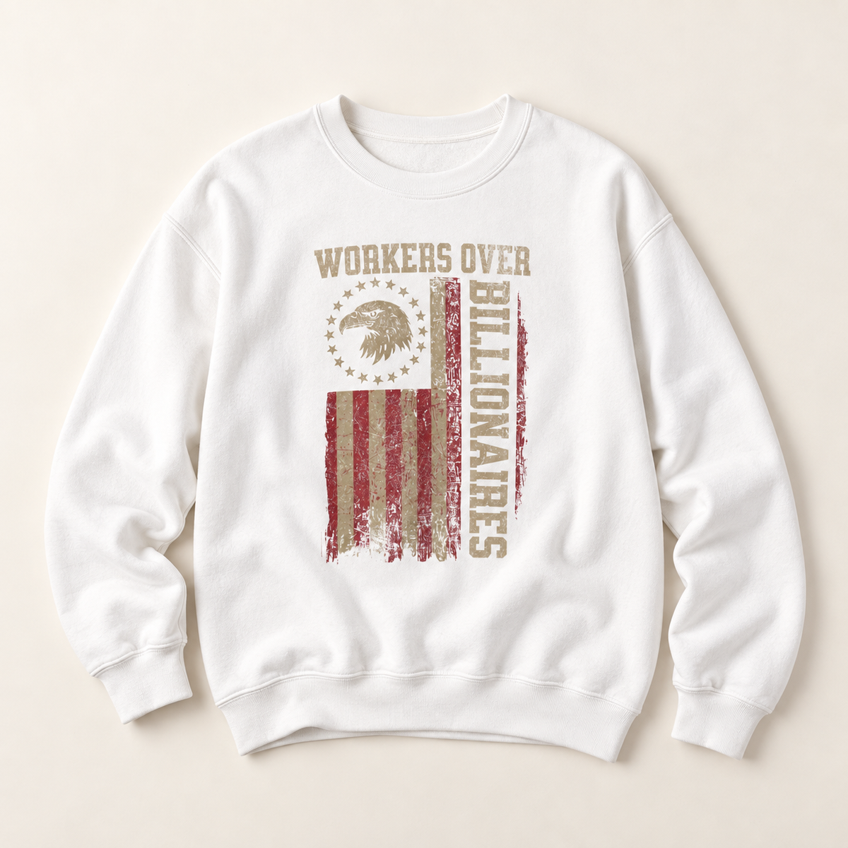 Workers Over Billionaires Vintage Flag Crewneck Sweatshirt