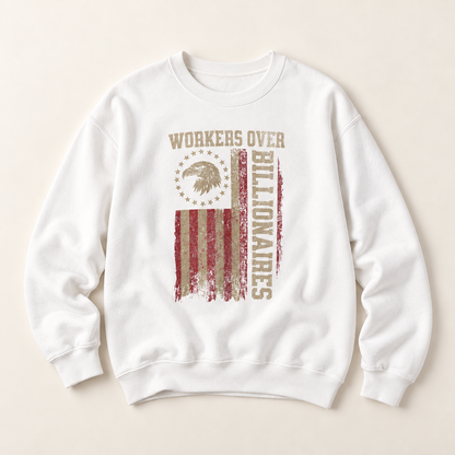 Workers Over Billionaires Vintage Flag Crewneck Sweatshirt
