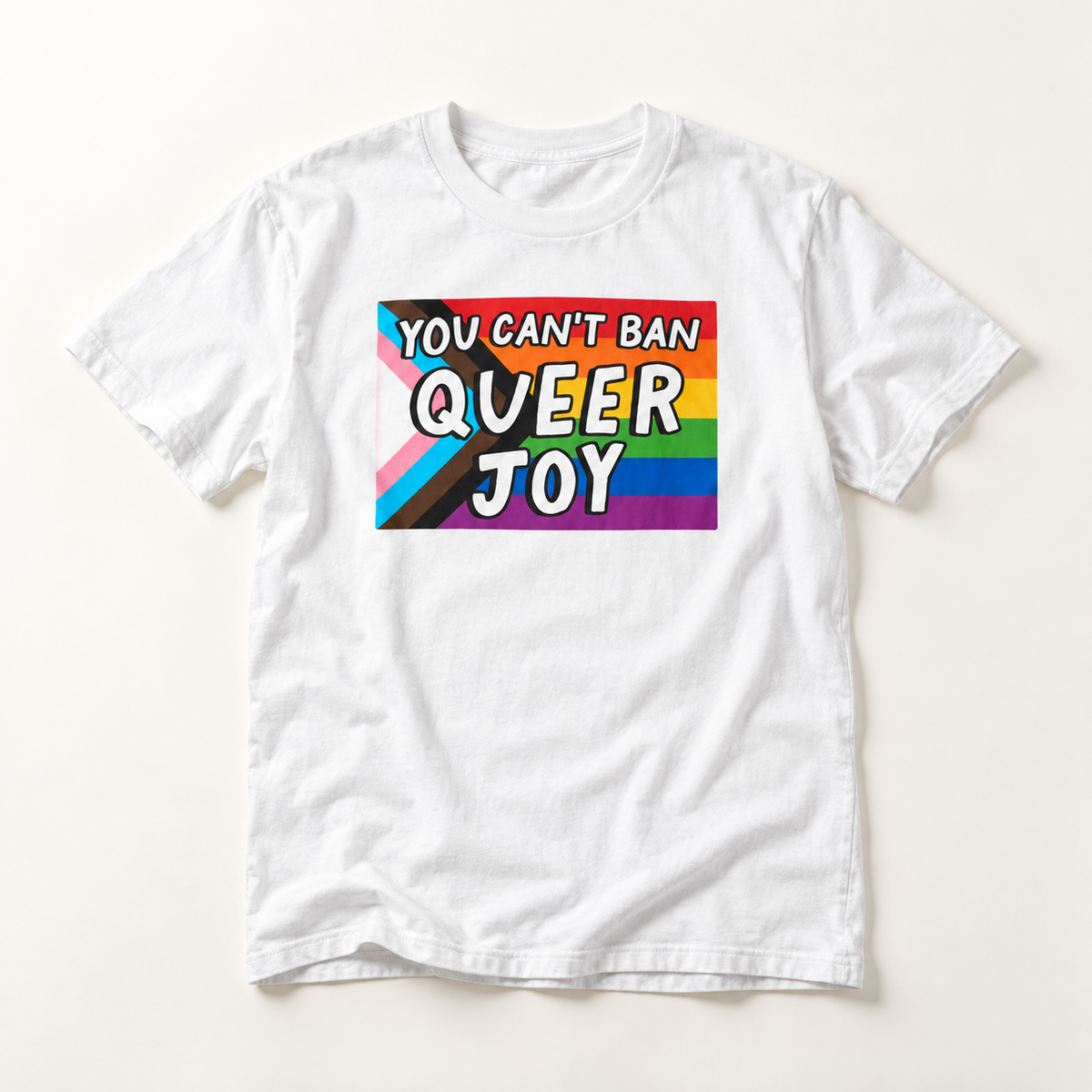 You Can’t Ban Queer Joy T-Shirt – Lightweight Cotton Tee | LGBTQ Pride Statement Activist Shirt