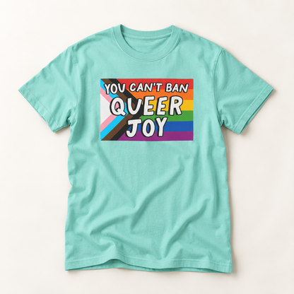 You Can’t Ban Queer Joy T-Shirt – Lightweight Cotton Tee | LGBTQ Pride Statement Activist Shirt