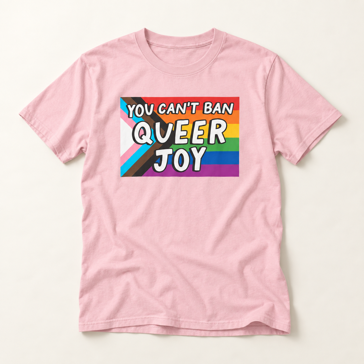 You Can’t Ban Queer Joy T-Shirt – Lightweight Cotton Tee | LGBTQ Pride Statement Activist Shirt
