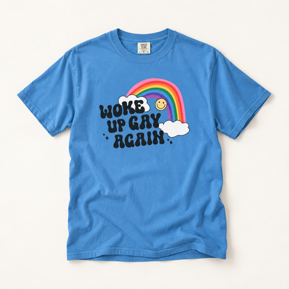 Woke Up Gay Again T-Shirt – Lightweight Cotton Tee | Funny LGBTQ Pride Statement Shirt